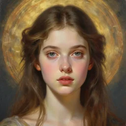 painting, young girl, beautiful face, gorgeous, face visible, halo, heavenly, cinematic lighting, wallpaper, extremely detailed, sharp focus, by ilya kuvshinov, magali villeneuve, artgerm, jeremy lipkin and michael garmash and rob rey, intricate, beautiful, award winning, trending on artstation, pixiv