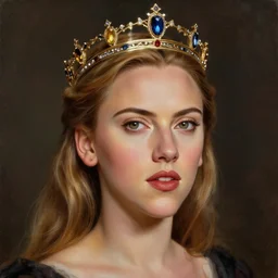 portrait painting scarlett johannson wearing a crown, detailed, artstation, trending, detailed