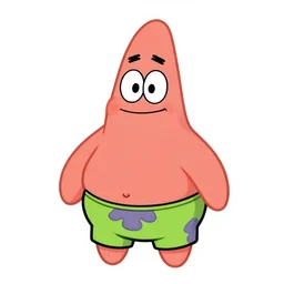 patrick star as a human character, on white backgroud, digital illustration