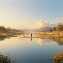 symmetry!! surreal landscape of a dream, lucid dream, people, very detailed, serene, peaceful, golden hour, perfect lighting, perfect composition, digital art, illustration, jacques - laurent agasse, tim white, artgerm 4 k
