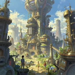 a retrofuturistic steampunk city by thomas kinkade, moebius and makoto shinkai, highly detailed, cinematic composition, trending on artstation, octane render, 8 k