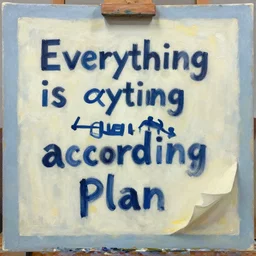 everything is going according to plan, oil on canvas, midjourney,