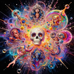 highly detailed vibrant delirium bubble explosion by petros afshar, tom whalen, laurie greasley, war face by greg rutkowski