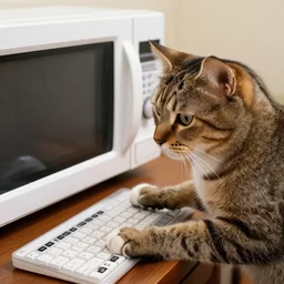 cat photographed in a microwave on its way to prison, arrested for erroneously typing out a death threat by randomly mashing the keyboard