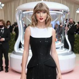 stunning professional photograph of Taylor Swift at the Met Gala with futuristic theme, 4K