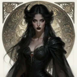 a photograpic portrait of a pretty dark sorceress, fantasy, ominous, intricate, elegant, highly detailed, digital painting, artstation, concept art, smooth, sharp focus, illustration, art by artgerm and greg rutkowski and alphonse mucha