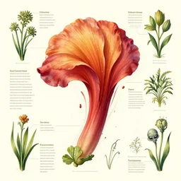 artwork of a flower petals tempest by walt disney, infographic, textbook, marginalia, cursed, alien, plant specimens, hortorium, scientific study
