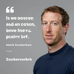 mark zuckerberg, left side on the picture, looking towards the camera, inspirational quote, grey background, photo 8 k