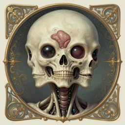asymmetrical!! portrait of an alien with bones and guts forming its face, machine face, intricate, elegant, highly detailed, digital painting, artstation, concept art, smooth, sharp focus, illustration, art by artgerm and greg rutkowski and alphonse mucha, horizon zero dawn 8 k, tim burton