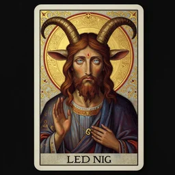 elden ring themed orthodox baphomet goat jesus icon tarot card portrait, piercing gaze, byzantine aesthetic, doom, religious, sinister, ornate, intricate, beautifully backlit, subtle tones, digital painting, concept art, smooth, sharp focus, illustration, art by josan gonzalez, greg rutkowski, killian eng and zdizslaw beksinski