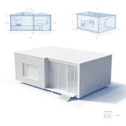 section blueprints of a concept modular house, minimalistic, 3 d printed architecture, designed by peter zumthor