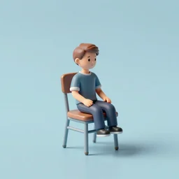 a tiny mini man sitting on the chair, digital art, photo