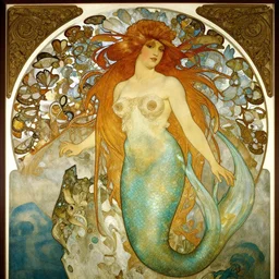 a mermaid, by alphonse-mucha