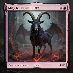 a demonic goat summoned inside a pentagram by a wicked sorceress, Magic the Gathering, Trending on Artstation, by Greg Rutkowski, Octane render, gothic, foggy