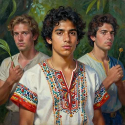 portrait of a magical young mexican man in yucatan, art by denys tsiperko and bogdan rezunenko, hyperrealism