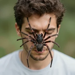 a man covered in spiders