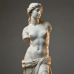 statue of venus callipygian, all body, High definition, realistic, detailed, rim light, volumetric effect,