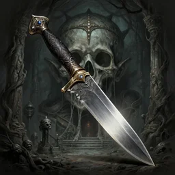 magic item, illustration of knife, osr dungeon, tomb of horror, illustration, high detail, high resolution