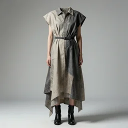 dress made in brutalist style, catalogue photograph