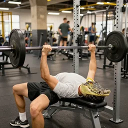 crocodile doing bench presses at gold's gym