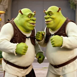 color film still, brad pitt fighting shrek, high quality ; fight club ( 1 9 9 9 )