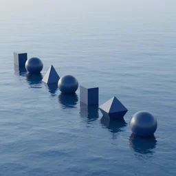 geometric 3 d objects sea line, houdini render