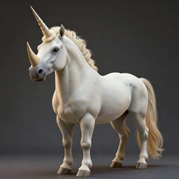 photo of a bipedal creature with a rhino face and long tail and unicorn horn