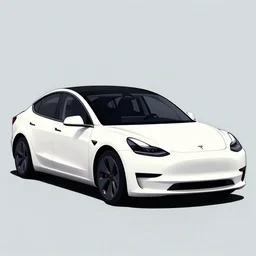 a 5 0's illustration of a tesla model 3