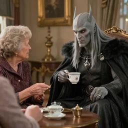 Sauron visiting his grandma for tea