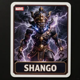 shango, african god of thuder with electric eyes, violent thunderstorm!!, dim light, front game card, marvel comics, dark, intricate, highly detailed, smooth, artstation, digital illustration, global illumination, ray tracing, unreal engine 5, by jeff easley and mandy jurgens and artgerm and wayne barlowe and greg rutkowski and tim hilderbrandt
