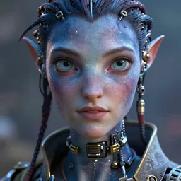 stunning ultra detailed fantasy, avatar, tom 3 5 mm lens, golden ratio composition, deep depth of field, perfect eyes and face, biomechanical robot, cybernetic implants, cyberpunk, soft lighting, bagshaw, michael cheval, natalie shau,