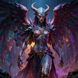 photorealistic demonic alien archangel the style of michael whelan and gustave dore. hyperdetailed photorealism, 1 0 8 megapixels, amazing depth, glowing rich colors, powerful imagery, psychedelic overtones, 3 d finalrender, 3 d shading, cinematic lighting, artstation concept art