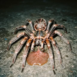 2 0 2 2, disposable camera, flash, pov, hanoi street spider male : creature, many legs, standing, meat, ooze, slime, veins, wet