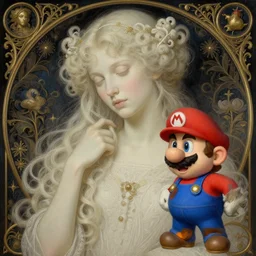 beautiful striking Pre-Raphaelite, Super Mario, by Artgerm and Greg Rutkowski, pale, intricate, elegant, highly detailed, digital painting
