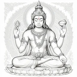 a full body portrait of a beautiful ornated hanuman god, meditative sacral pose, hindu stages of meditation, intricate, elegant, highly detailed, line art!!!!, artstation, concept art, smooth, sharp focus, illustration, art by krenz cushart and artem demura and alphonse mucha