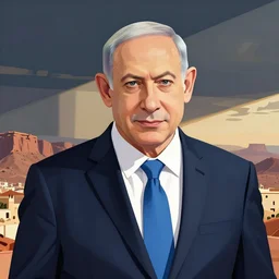 Benjamin netanyahu as a hipster, vector art, illustration.