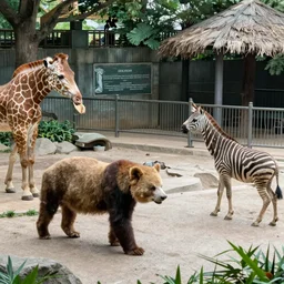 an escape at the local zoo.., highly detailed, still shot from movie, wide shot