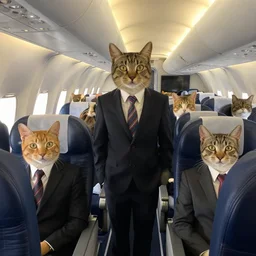 cats in suits from behind on an airplane to mexico by james ensor