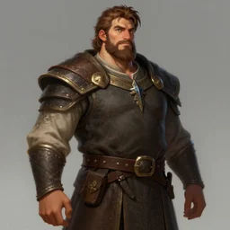 5 0 years old man, tall, stocky : : fantasy : : brown hair, sympathetic, short brown beard : : noble medieval clothing : : high detail, digital art, rpg, concept art, illustration