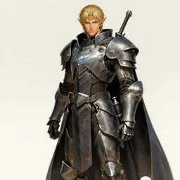 a portrait of an elven scifi engineer, high tech armor, long cape, matte illustration by yoshitaka amano, cover art