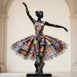 hyperdetailed masterpiece portrait of a glossy black marble statue of a ballerina covered in colorful motocross branding, symmetrical, logos, typography, in the style of virgil abloh and ingrid baars, off - white, heron prestorn, denoise, vogue, paris, fashion, louvre museum, highly detailed, realistic, hyperreal, 8 k, 4 k, render