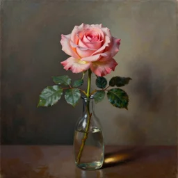 a painting of a rose in a vase