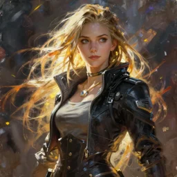 triss merigold cyberpunk, oil painting, Tooth Wu, Greg Rutkowski, RPG portrait, dynamic lighting, fantasy art, High contrast, depth of field