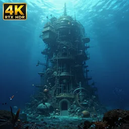 photo by eytan zana and robby johnson, a colossal underwater structure. 4 k rtx hdr volume light concept studio matte painting environement digital illustration fanart artstation
