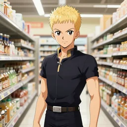 Saitama in a supermarket, digital drawing