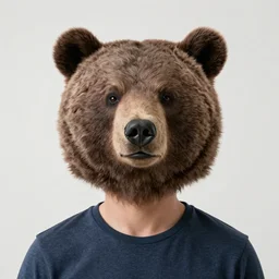 a photo of a man with a bear head