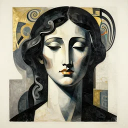 epic concept art. abstract female face silhouette mixing with black and color liquid fluid. abstract sculpture. art deco swirls. masterpiece, michelangelo. concept art, matte painting. symbolism. section d'or, futurism, cubism, modernism. greg rutkowski, wlop, victo ngai, kandinski