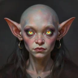 beautiful goblin with glowing eyes, highly detailed, digital painting, artstation, sharp focus, illustration, art by tan zi and ayanamikodon and alphonse mucha and wlop