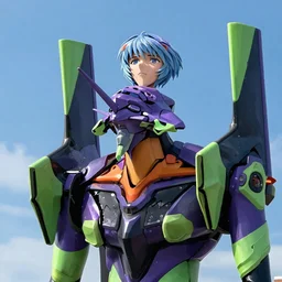 Rei Ayanami standing atop Eva Unit 00 | Evangelion Fanart, Photoshop, Adobe Illustrator, Lightroom, PostFX Realistic Lighting on Anime style