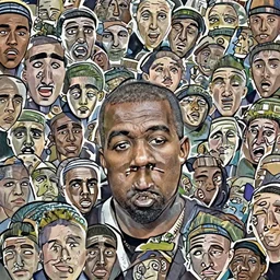 An illustration of Kanye West beating up Pete Davidson by Yoji Shinkawa, anime, detailed, ultrarealistic UHD faces, cel-shaded